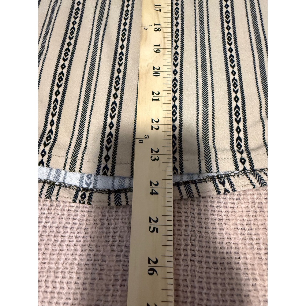 Flower & Feather Women 3XL Tan Black Stripe Zip Neck Short Sleeve Boho Blouse - Picture 6 of 6